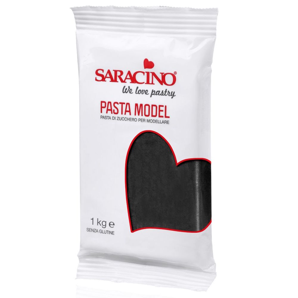 Masa cukrowa do modelowania figurek - Saracino - czarna, 1 kg