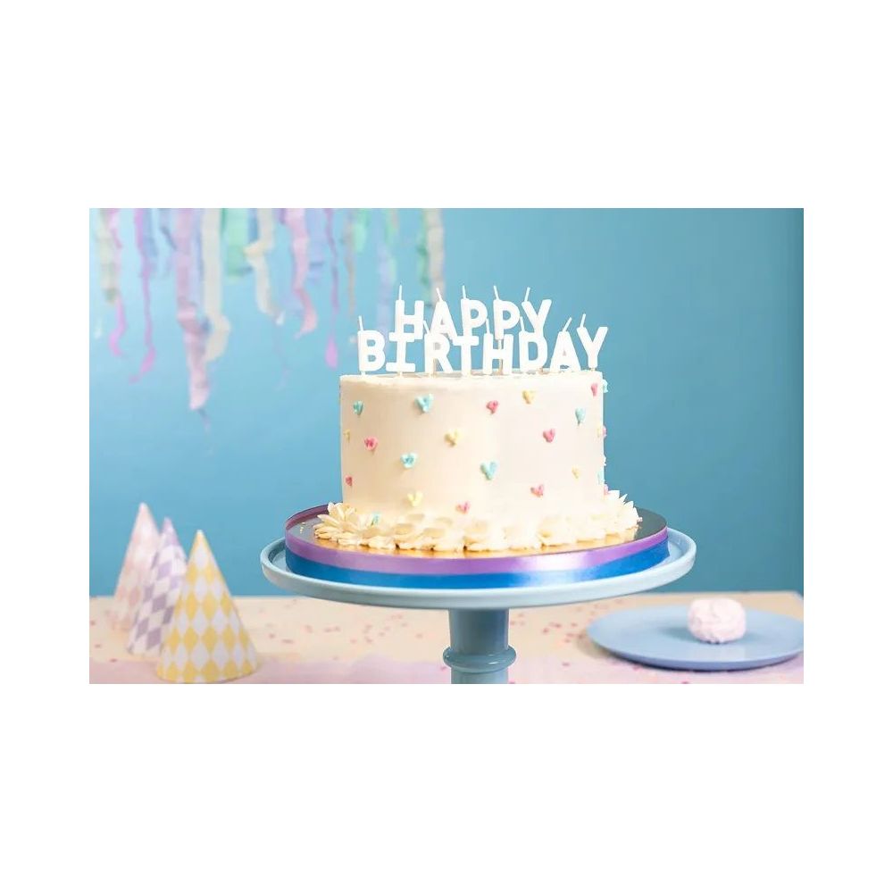 Happy Birthday candles - PartyDeco - white