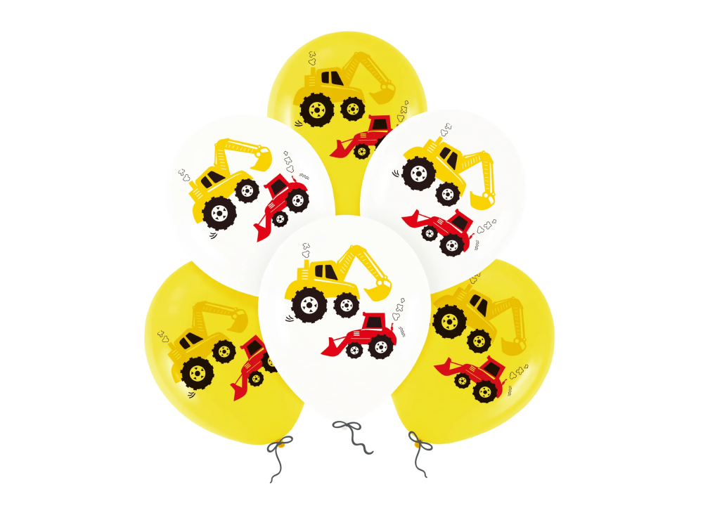 Latex balloons - Excavators, 30 cm, 6 pcs.