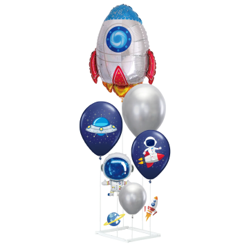 Zestaw balonów ze stojakiem - Kosmos, 90 cm, 6 szt.