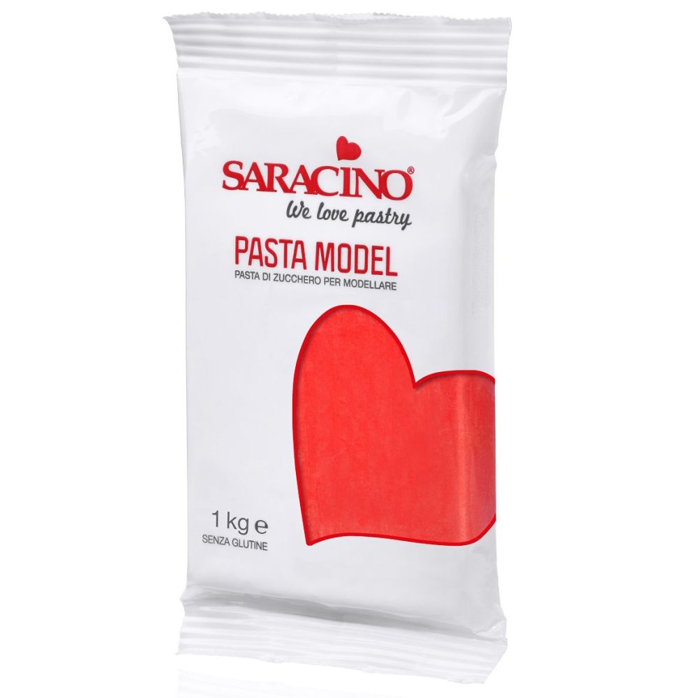 Masa cukrowa do modelowania figurek - Saracino - czerwona, 1 kg