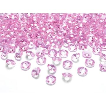 Decorative confetti Diamonds - PartyDeco - pink, 100 pcs.