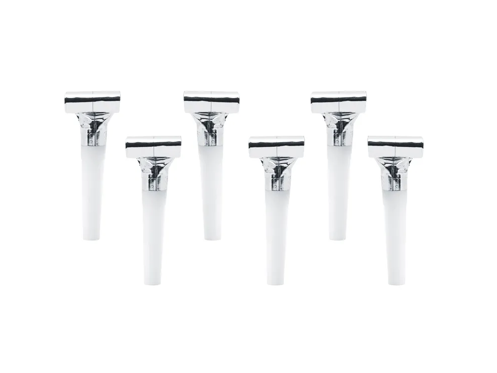 Expanding whistles - PartyDeco - silver, 6 pcs.