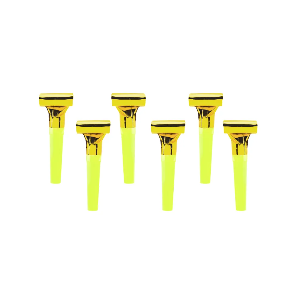 Expanding whistles - PartyDeco - gold, 6 pcs.