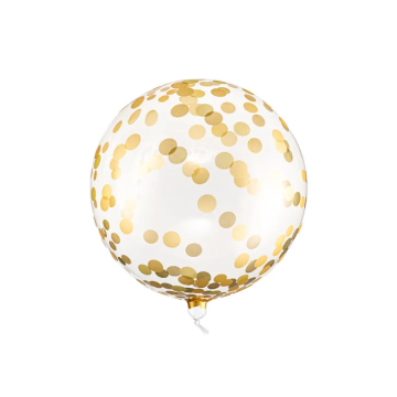 Balon foliowy Kula - PartyDeco - złote kropki, 40 cm
