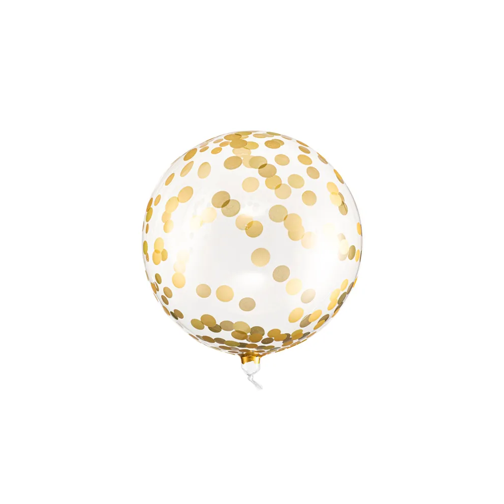 Foil balloon, round - PartyDeco - gold dots, 40 cm