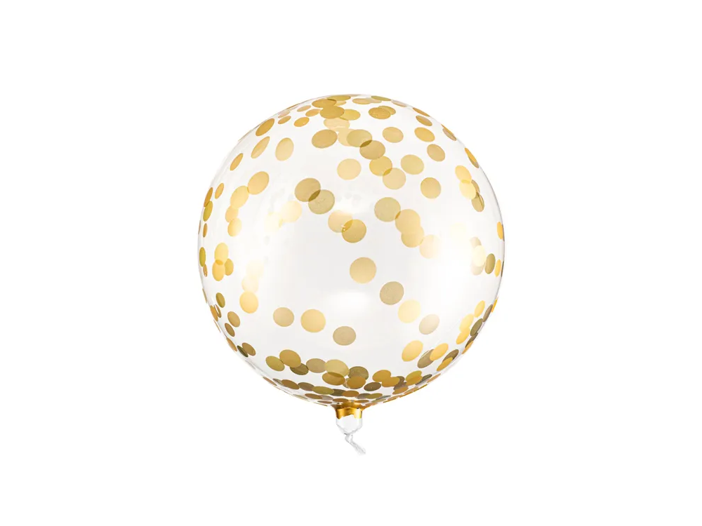 Foil balloon, round - PartyDeco - gold dots, 40 cm