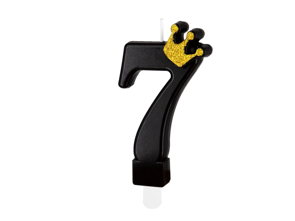 Birthday candle with a crown - number 7 black