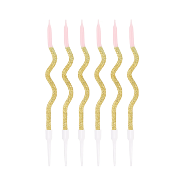 Birthday candles wavy - for a girl, 6 pcs.