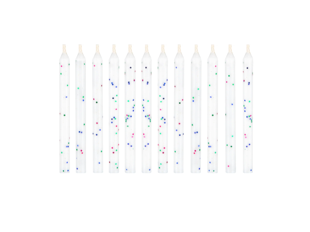 Birthday candles non-extinguishable - white, 12 pcs.