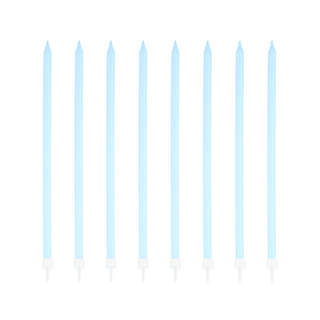 Birthday candles, long - blue, 8 pcs.