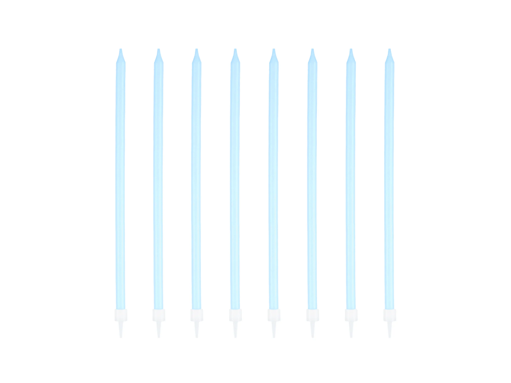 Birthday candles, long - blue, 8 pcs.