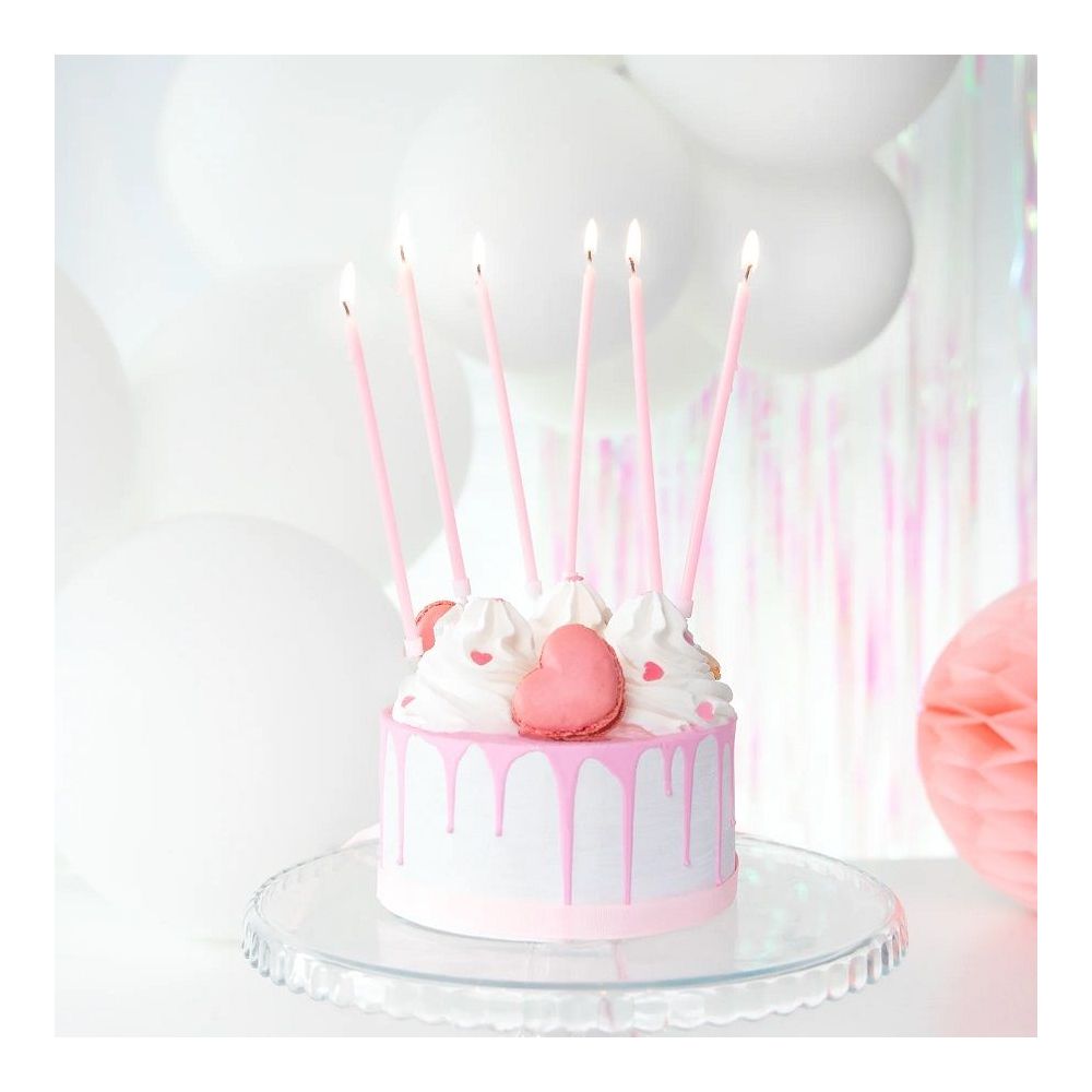 Birthday candles, long - pink, 8 pcs.