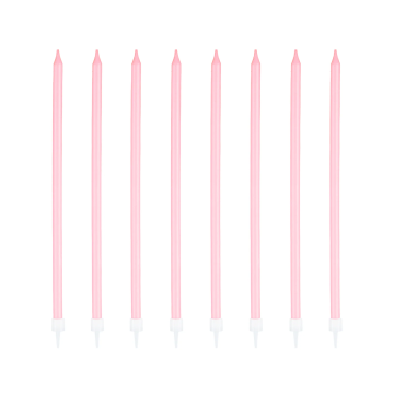 Birthday candles, long - pink, 8 pcs.