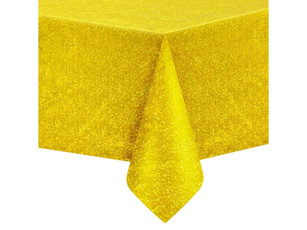 Obrus na słodki stół - złoty, holograficzny, 137 x 274 cm
