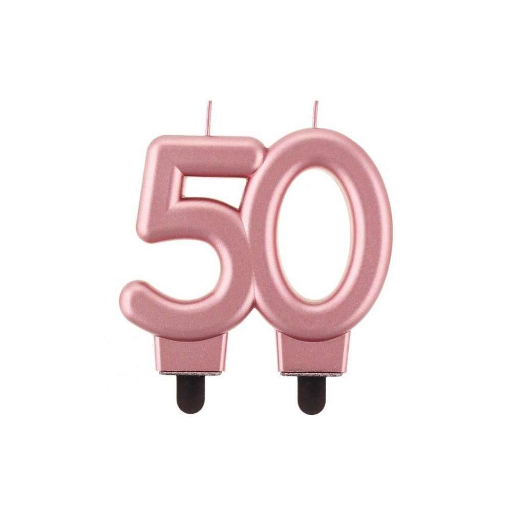 Świeczka urodzinowa - GoDan - różowe złoto, liczba 50