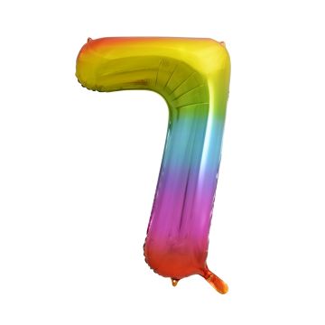 Foil balloon, metallic - GoDan - rainbow, number 7, 85 cm