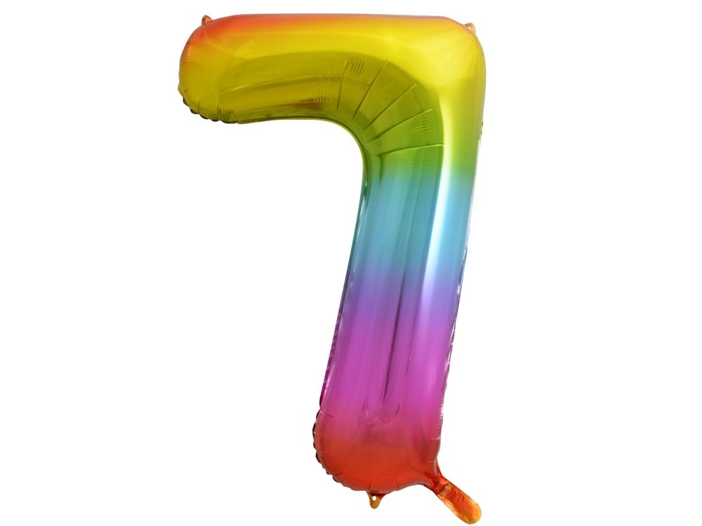 Foil balloon, metallic - GoDan - rainbow, number 7, 85 cm