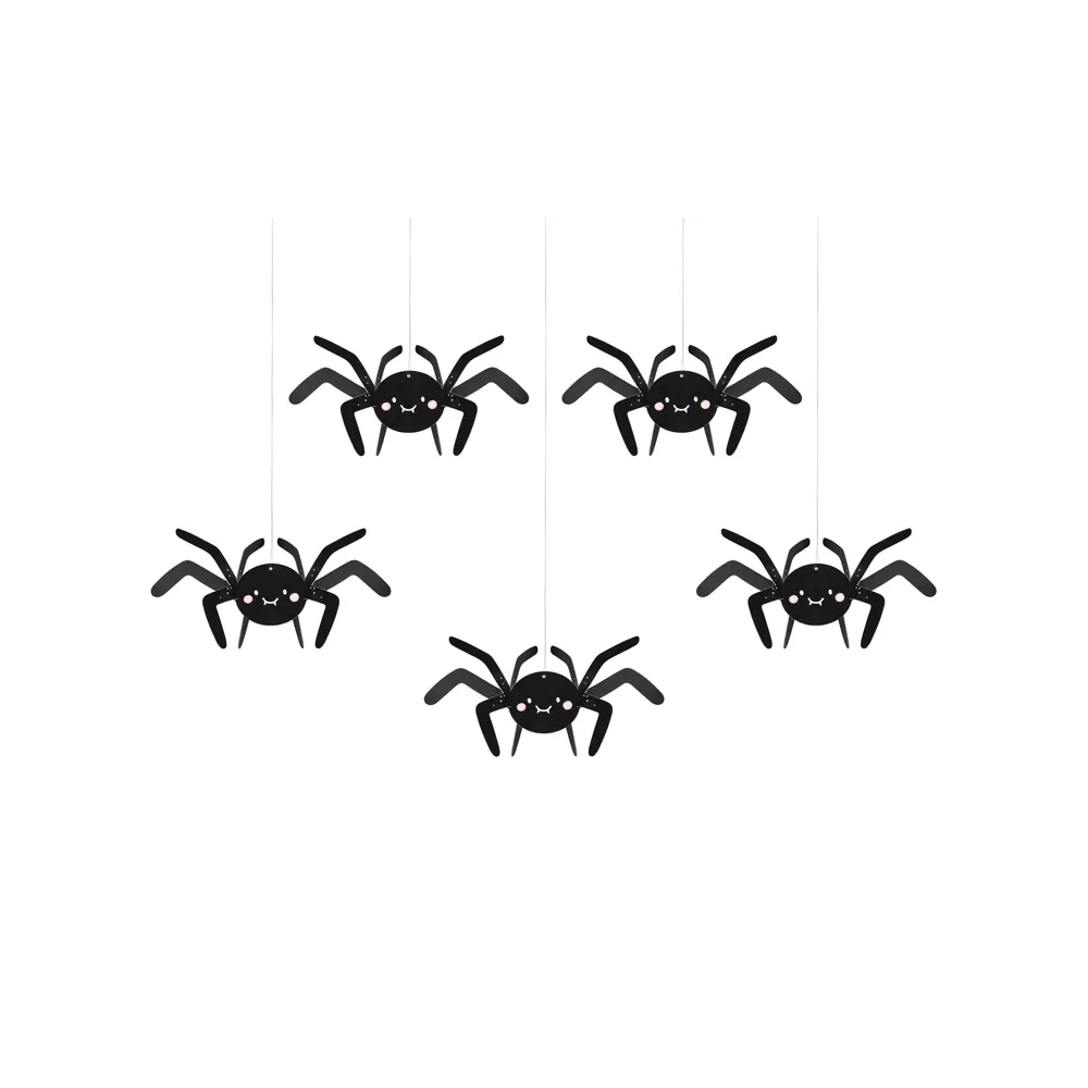Paper decoration Spiders - PartyDeco - black, 5 pcs.