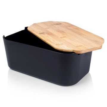 Breadbox with bamboo lid - Vilde - black