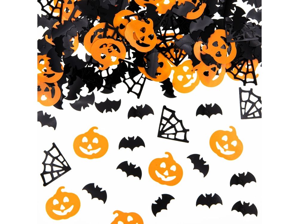 Konfetti dekoracyjne na Halloween - pomarańczowo-czarne 15 g