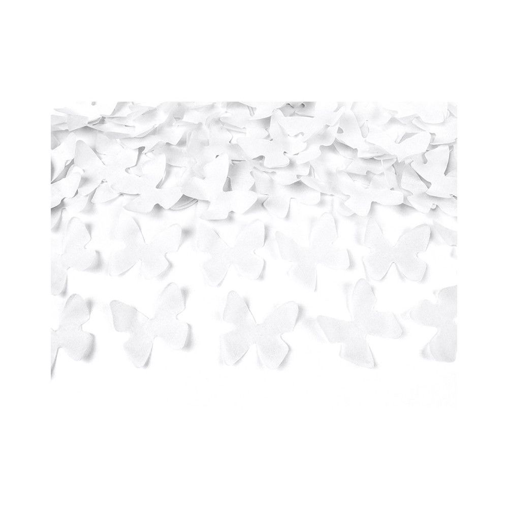 Wystrzałowe konfetti, tuba - PartyDeco - motylki, białe, 40 cm