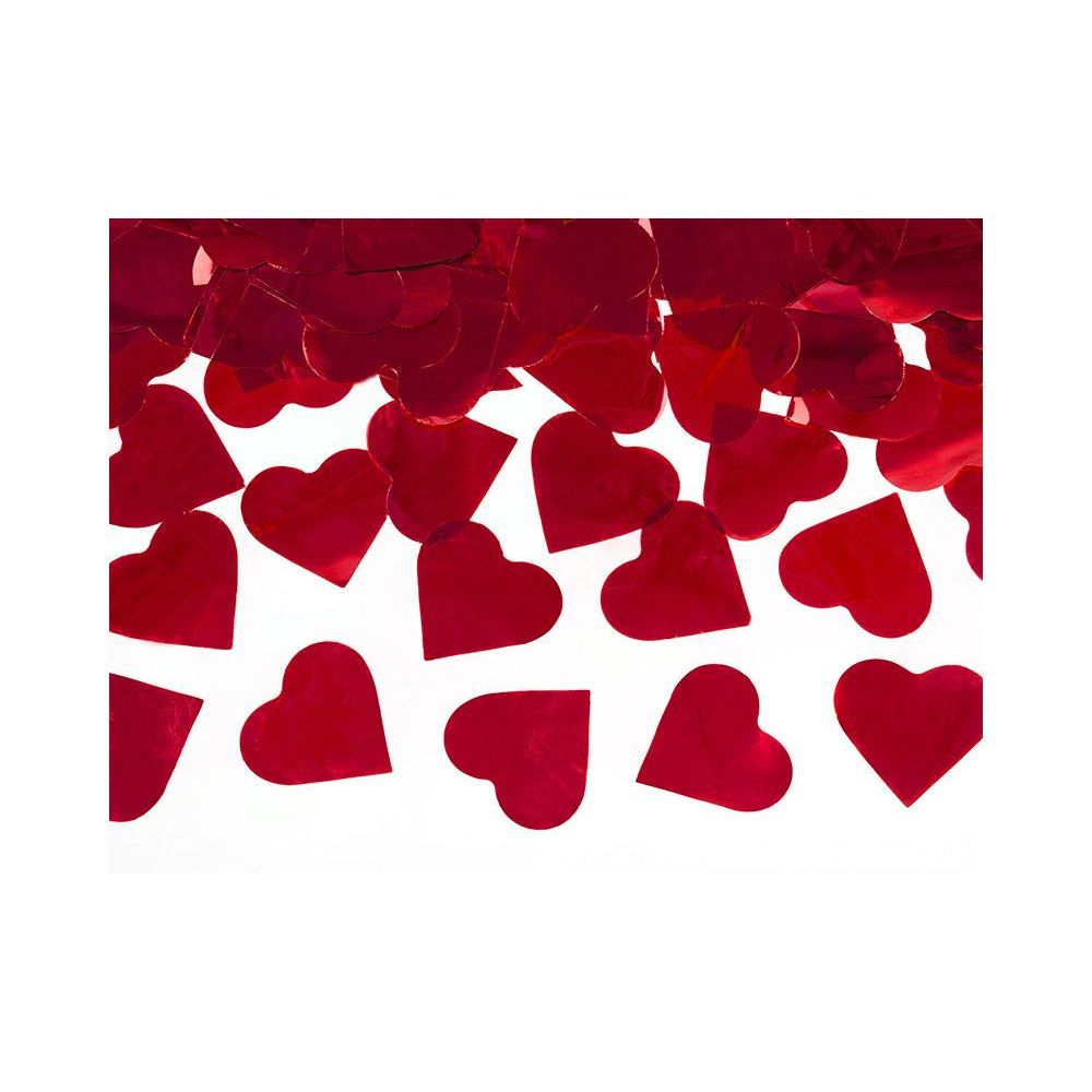 Wystrzałowe konfetti, tuba - PartyDeco - serca, czerwone, 40 cm