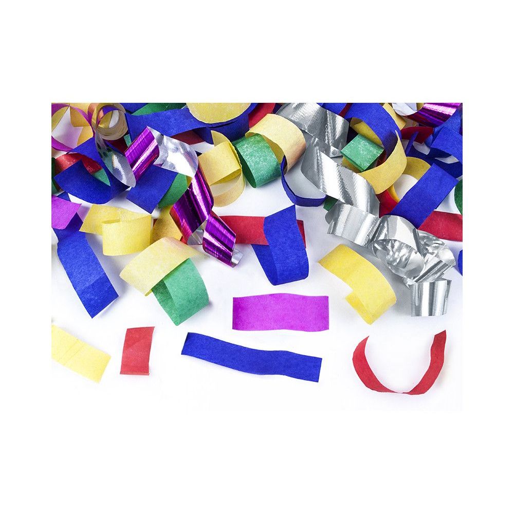 Wystrzałowe konfetti, tuba - PartyDeco - serpentyny, kolorowe, 40 cm