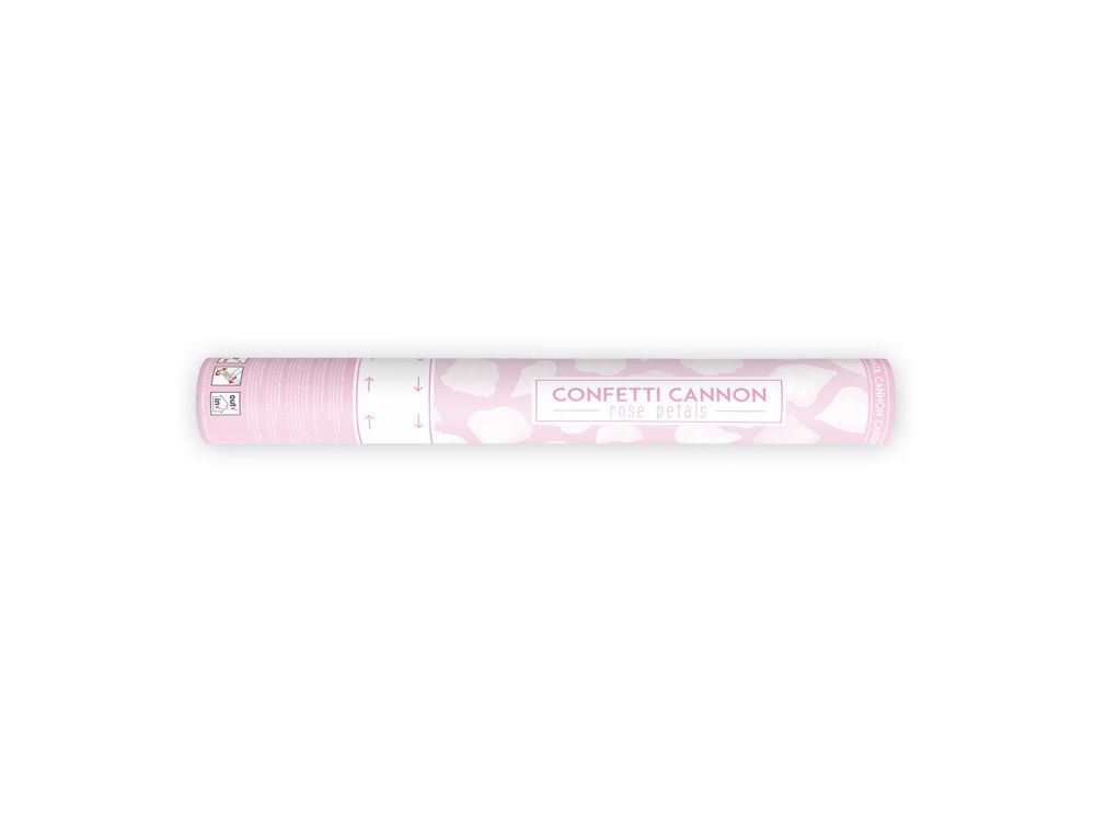 Confetti cannon  - PartyDeco - rose petals, white, 40 cm
