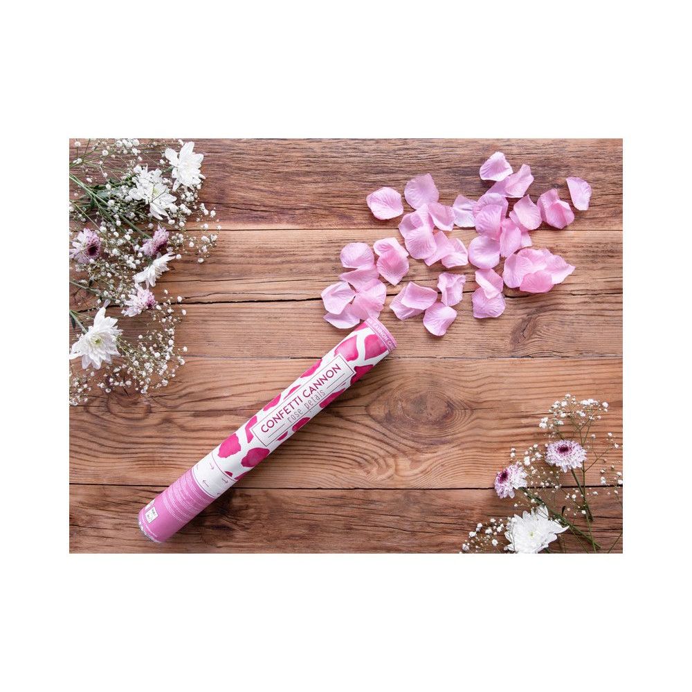 Confetti cannon  - PartyDeco - rose petals, pink, 40 cm