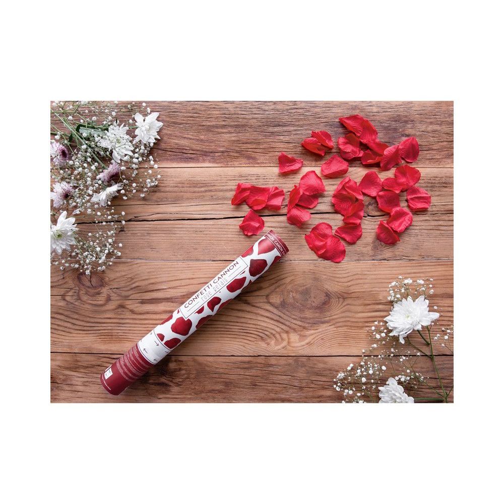 Wystrzałowe konfetti, tuba - PartyDeco - płatki róż, bordowe, 40 cm