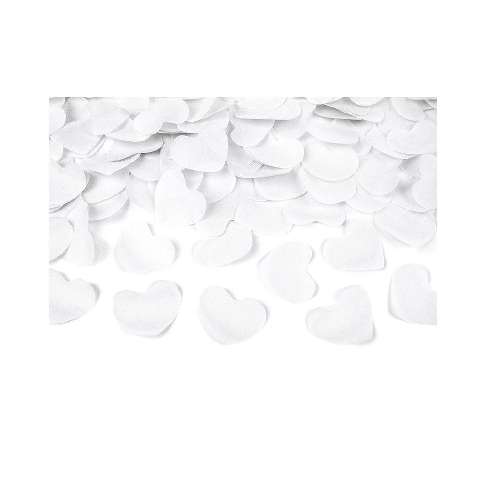 Wystrzałowe konfetti, tuba - PartyDeco - serca, białe, 40 cm