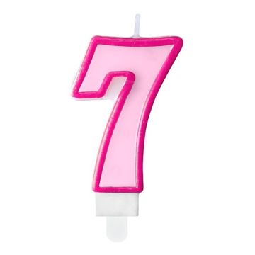 Birthday Candle number 7 - PartyDeco - pink