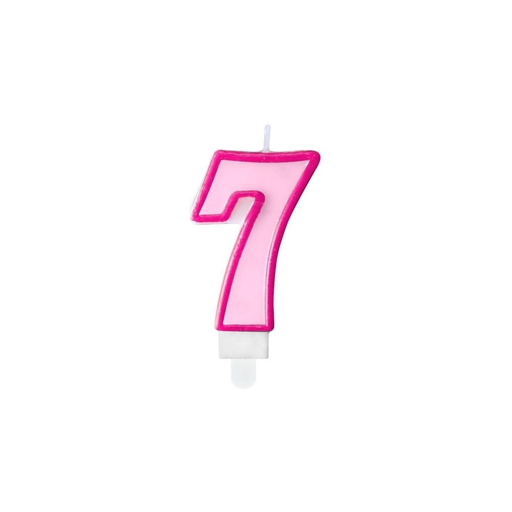 Świeczka urodzinowa cyferka 7 - PartyDeco - różowa