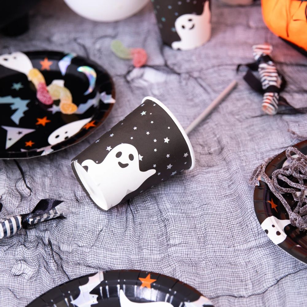 Paper cups for Halloween - Ghost, 220 ml, 6 pcs.