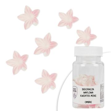 Edible wafer flowers - pink ombre, 40 pcs.
