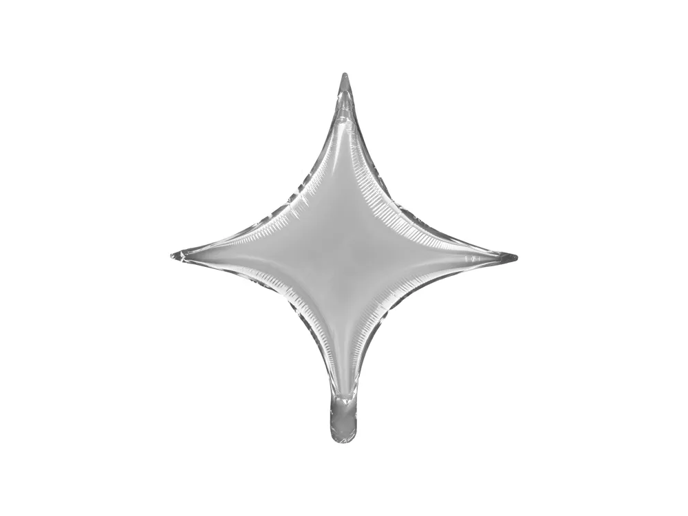 Foil balloon Star - PartyDeco - 4-arm, silver, 42 cm