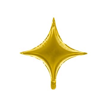 Balon foliowy Gwiazda - PartyDeco - 4-ramienna, złota, 42 cm