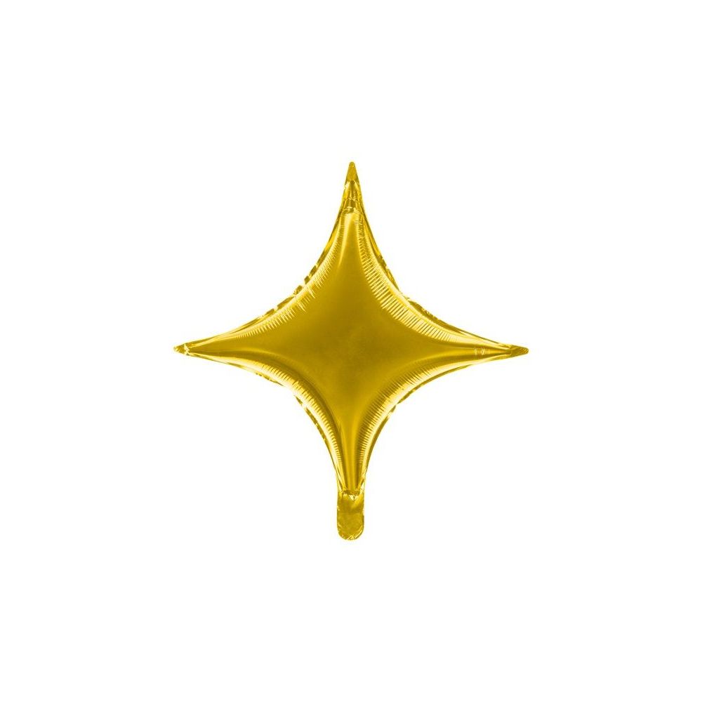 Balon foliowy Gwiazda - PartyDeco - 4-ramienna, złota, 42 cm