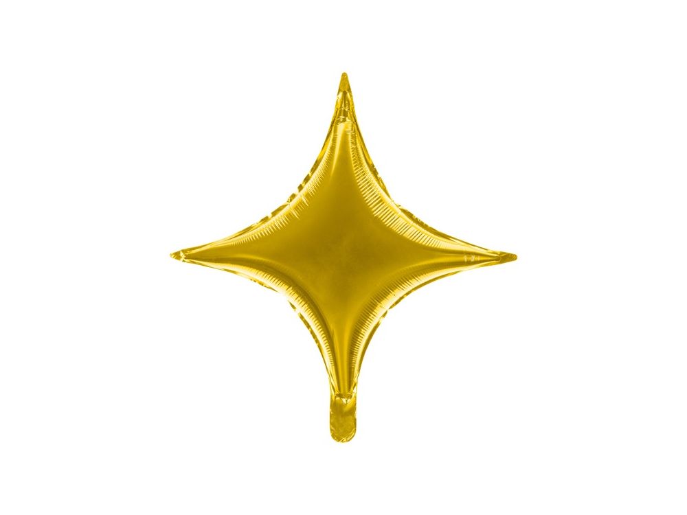 Balon foliowy Gwiazda - PartyDeco - 4-ramienna, złota, 42 cm