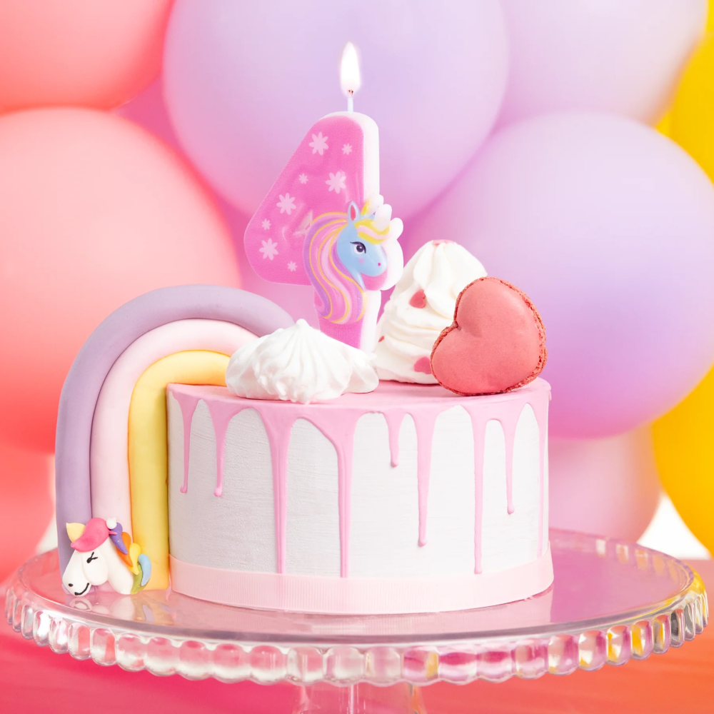 Birthday candle Unicorn - number 4