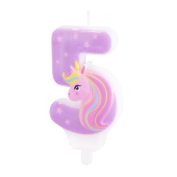 Birthday candle Unicorn - number 5