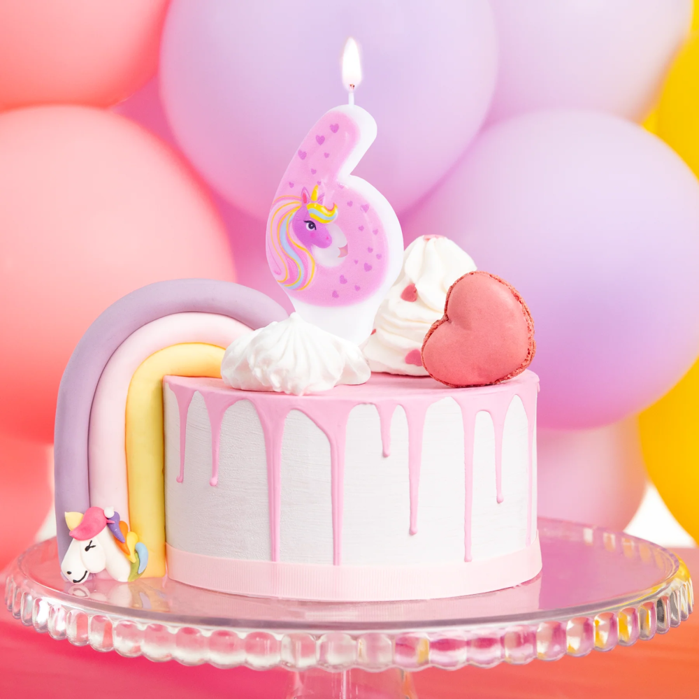 Birthday candle Unicorn - number 6