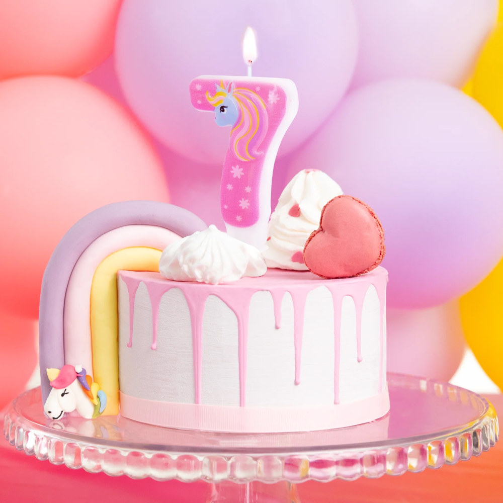 Birthday candle Unicorn - number 7