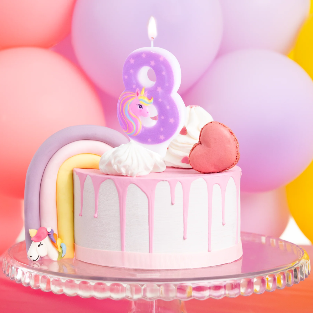 Birthday candle Unicorn - number 8