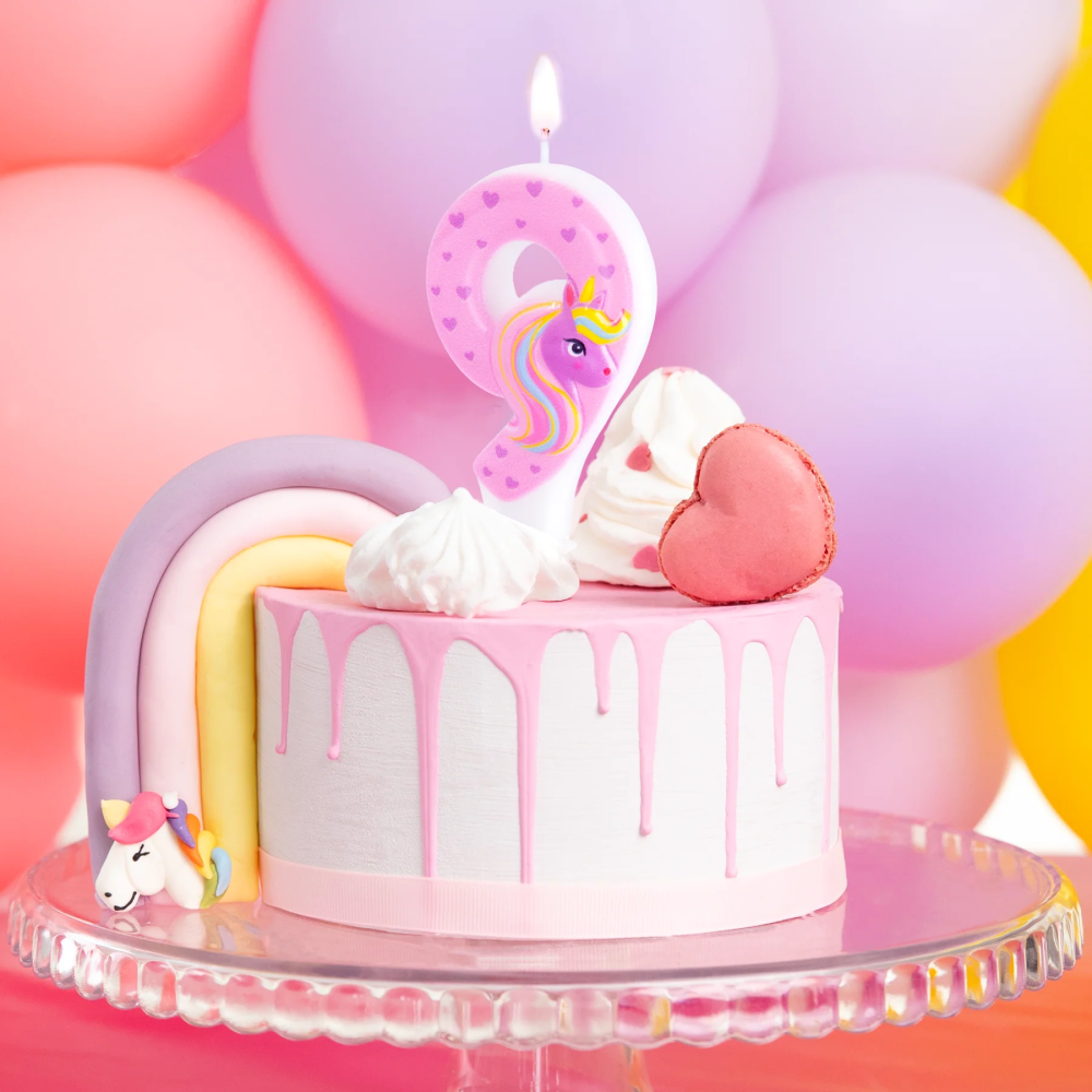 Birthday candle Unicorn - number 9