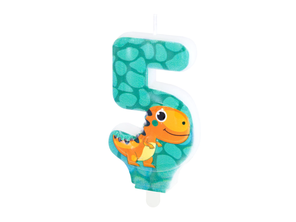 Birthday candle Dinosaur - number 5