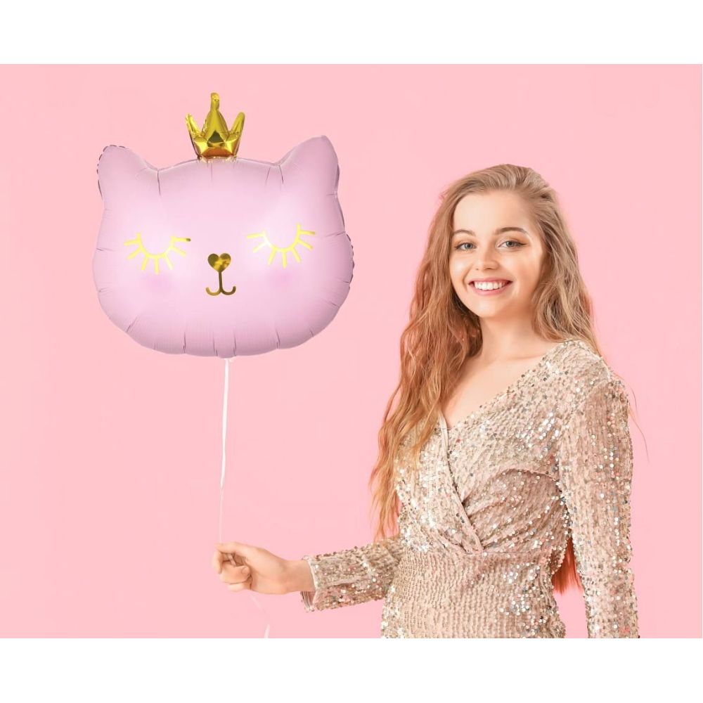 Foil balloon Cat - GoDan - pink, 42 x 39.5 cm