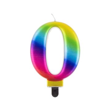 Birthday candle - GoDan - rainbow, number 0
