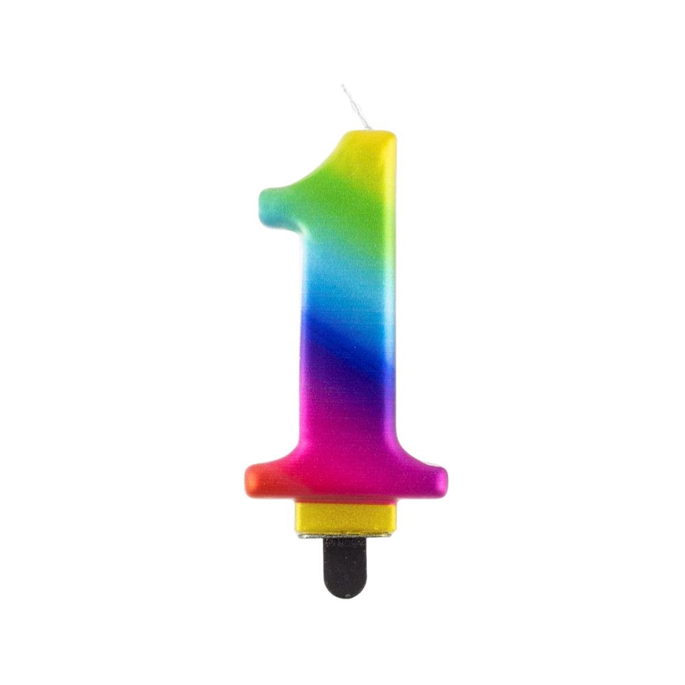 Birthday candle - GoDan - rainbow, number 1